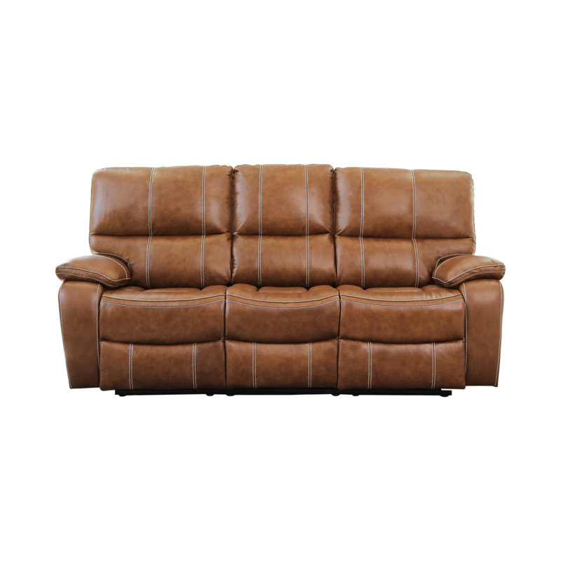 Canapé inclinable 86 po en cuir véritable Flagg, Cuir fleur camel