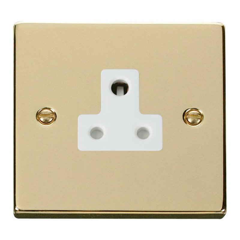 Polished Brass 1 Gang 5A Round Pin Socket