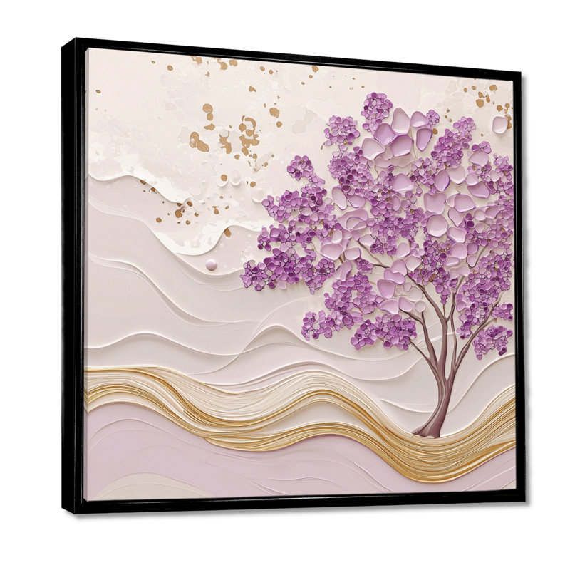 Arbre mauve jacaranda printanier mauve, Impression dans un cadre flottant sans passe-parto, H 30 po x l 30 po, Noir