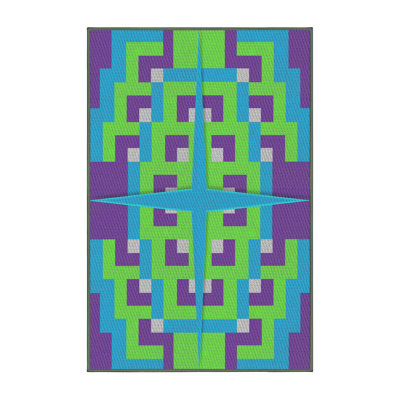 Bleu géométrique/bleu/Tapis décoratif pourpre