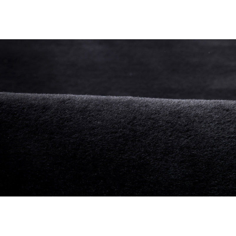 Tapis noir à poils longs Baptiste, Tapis de couloir 2 pi 4 po x 7 pi 6 po