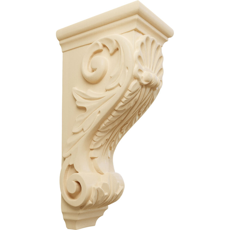 Large Hand-Carved Maple Shell Corbel, 14" Height