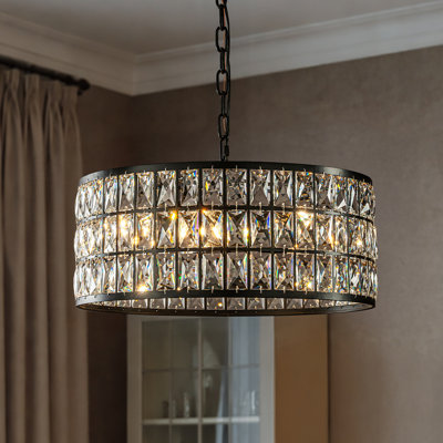 Luminaire suspendu cylindrique de style moderne de 20 po avec lustre en cristal moderne de 20 po pour salle à manger