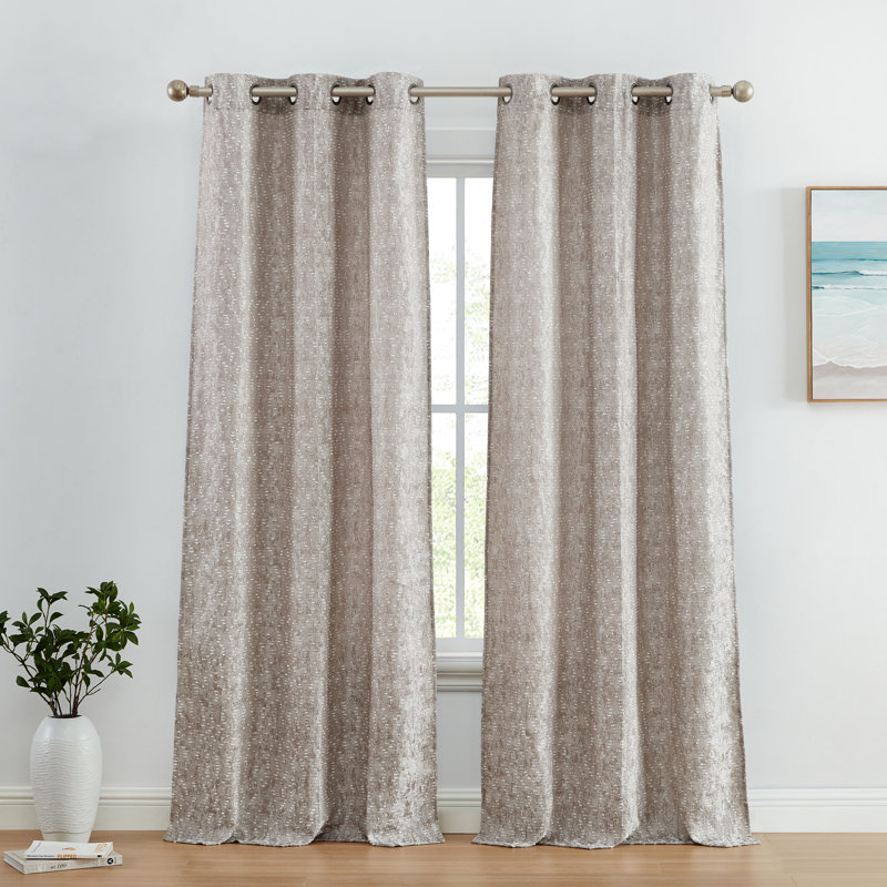 Nazmul Jacquard Slub Texture Semi-Sheer Curtain Panel, Taupe, 37" W x 96" L