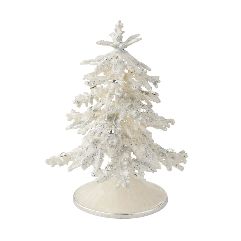 Flocked Enamel Christmas Tree, Small