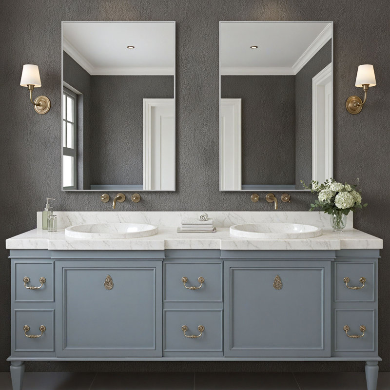 Rectangle Wall Vanity Mirror, Silver