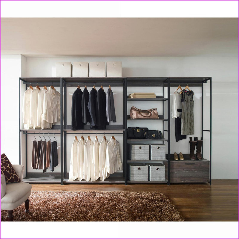 Système d'organisation Monica, bois et amp; Métal, rangement très profond | Rustique | Mélamine, Noir