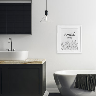 Minimalist Leaves Wash Away Framed Print Under Glass, design by Lettered and Lined