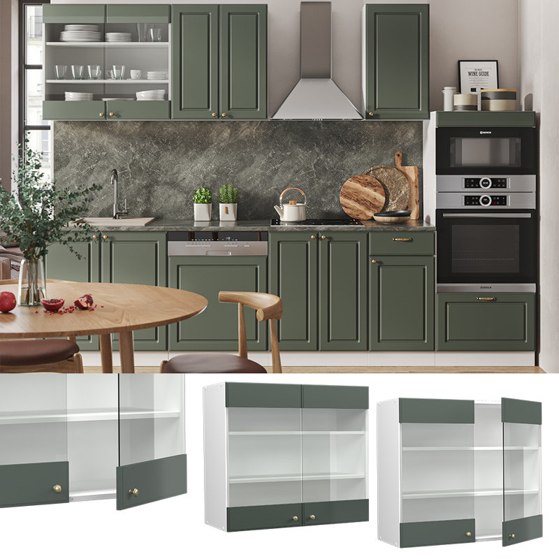 Kaelyne Display Cabinet, White/Dark green