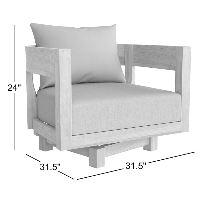 Chaise de patio pivotante en teck avec coussins