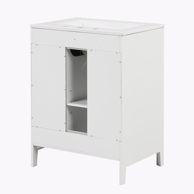 Meuble-lavabo de salle de bain avec lavabo, Blanc