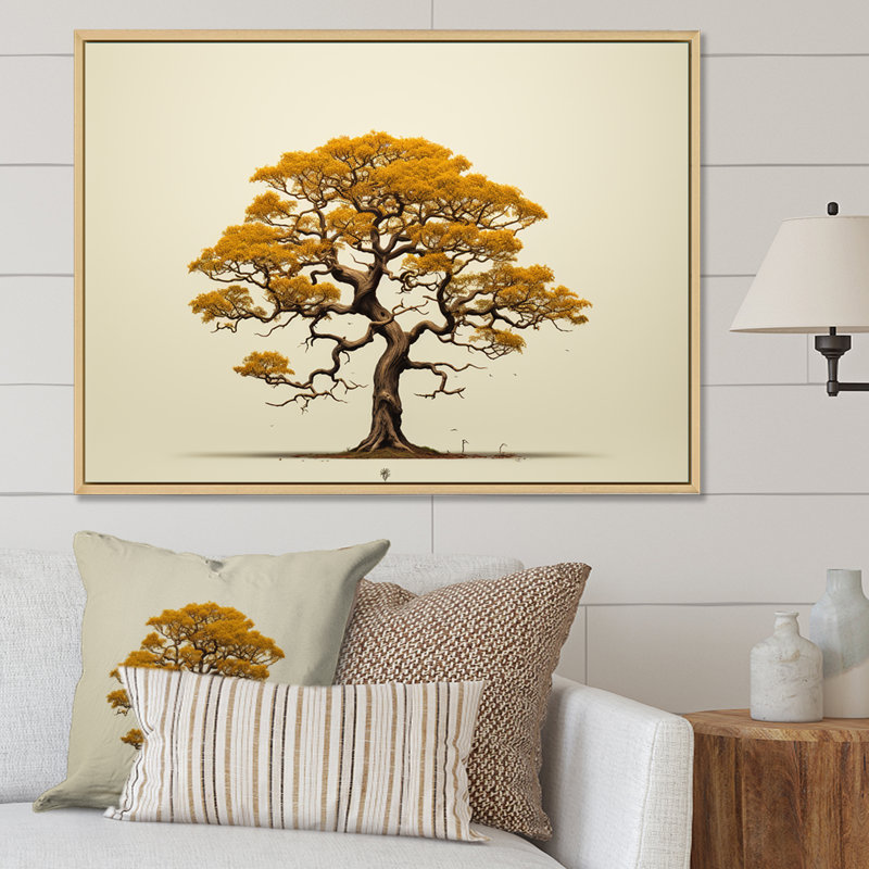 Brown Browns Outline I - Décoration murale arbre chêne, H 24 po x l 32 po x P 1 po, Cadre naturel flottant