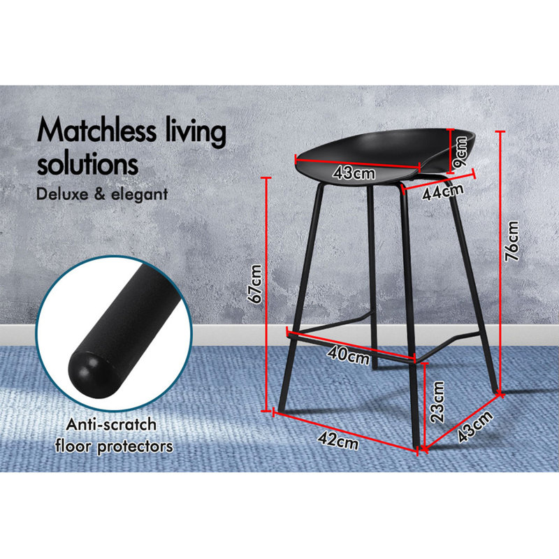 Norson Counter Stool with Metal Frame, Black