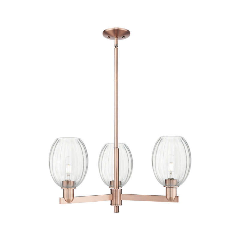 Hailsham - Lustre suspendu 3 lumières, Clair, Cuivre antique, Trois lumières