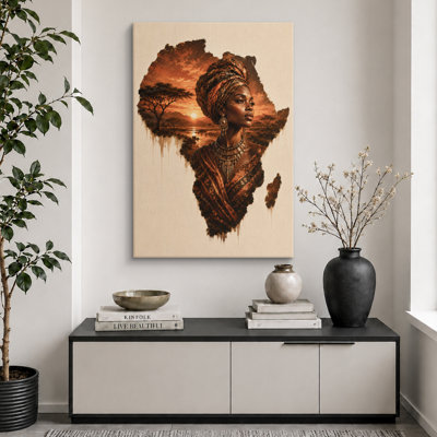 African Heritage Woman Portrait Artwork, Living Room Pictures, Framed Canvas Giclee Print Wall Art