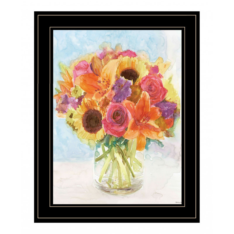 Vases avec fleurs, art mural, Cadre noir