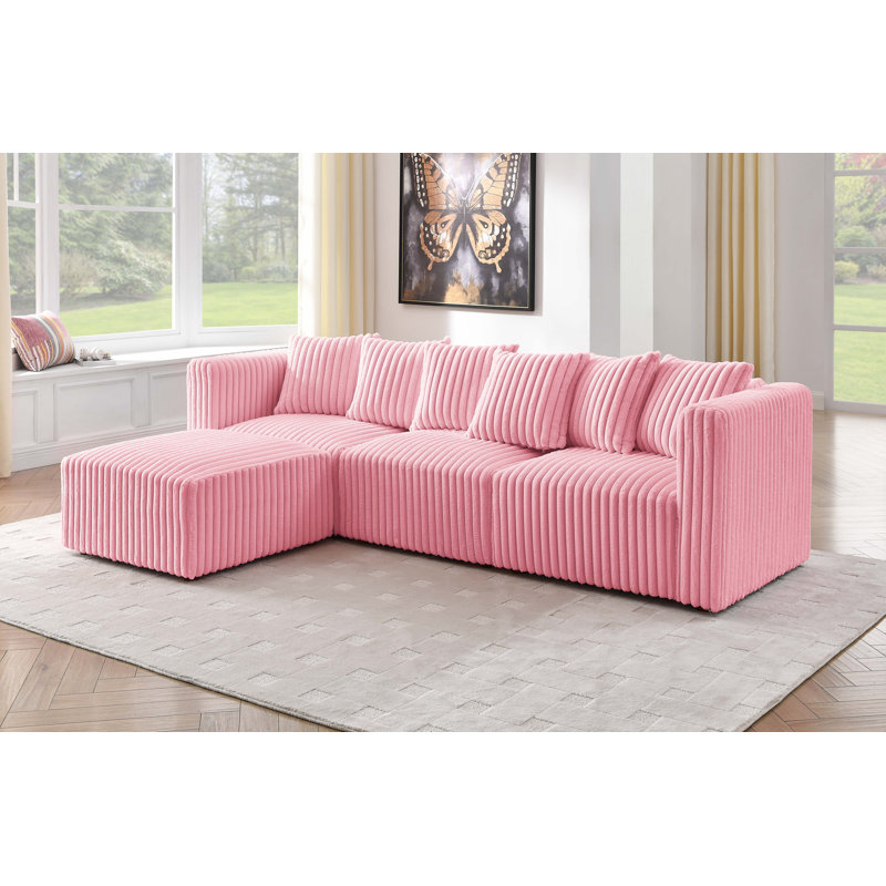 Canapé modulaire Dalmerlington, Fausse fourrure rose