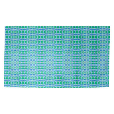 Tapis bleu/vert à losanges pastel Avicia