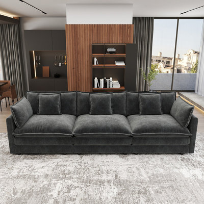 111.5'' Modern Minimalist Style Chenille 3-Seat Sofas