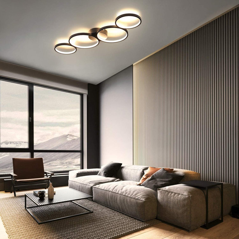 4-Light Flush Mount, Black