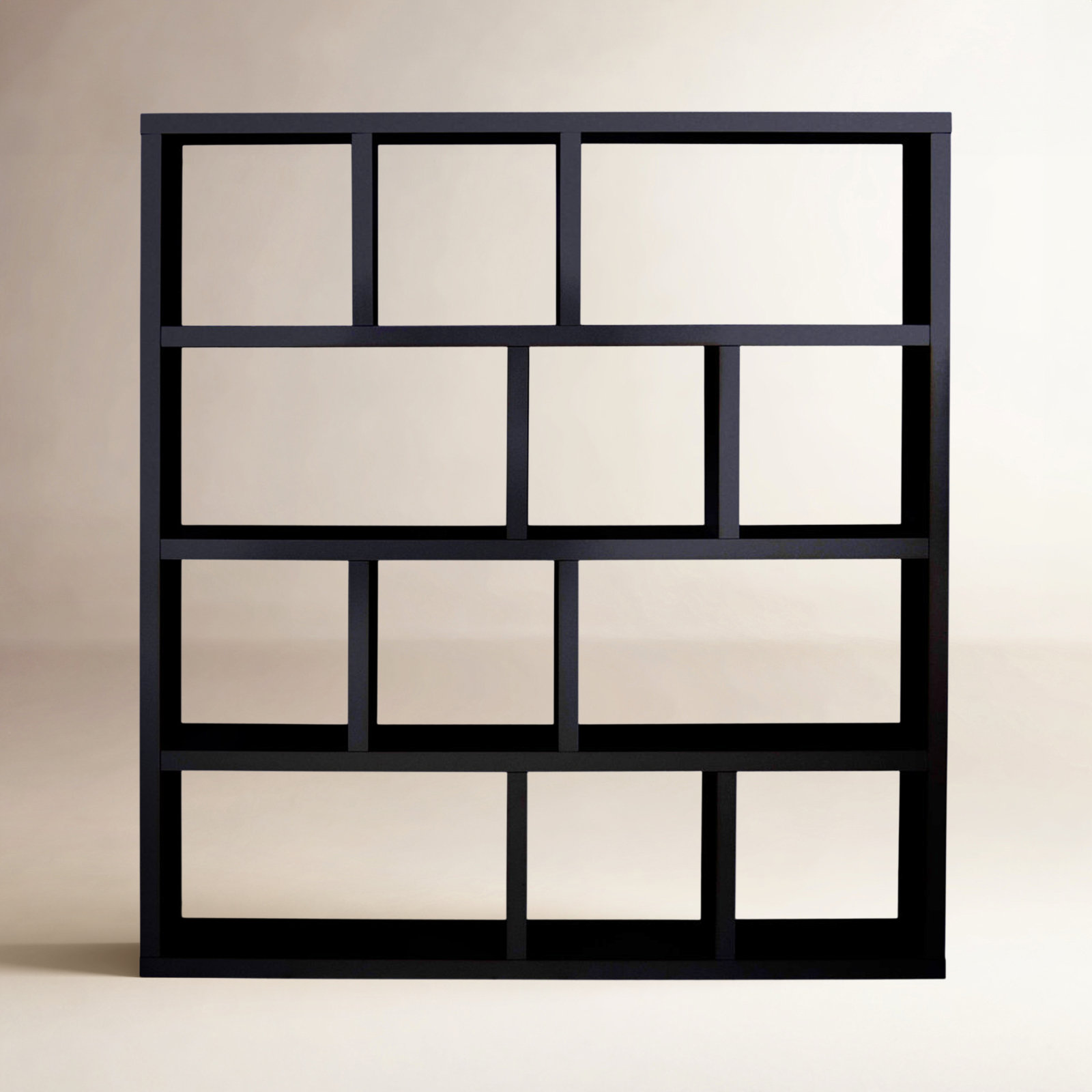 Stetson Manufactured Wood Bookcase , (4 Shelves) 63" H x 59" W x 13" D, Pure Black