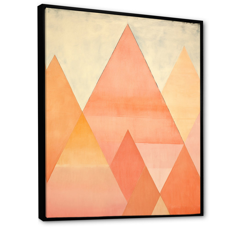 " Peachy Pyramids Shapes ", Black Floater Framed, 40" H x 30" W x 1.5" D