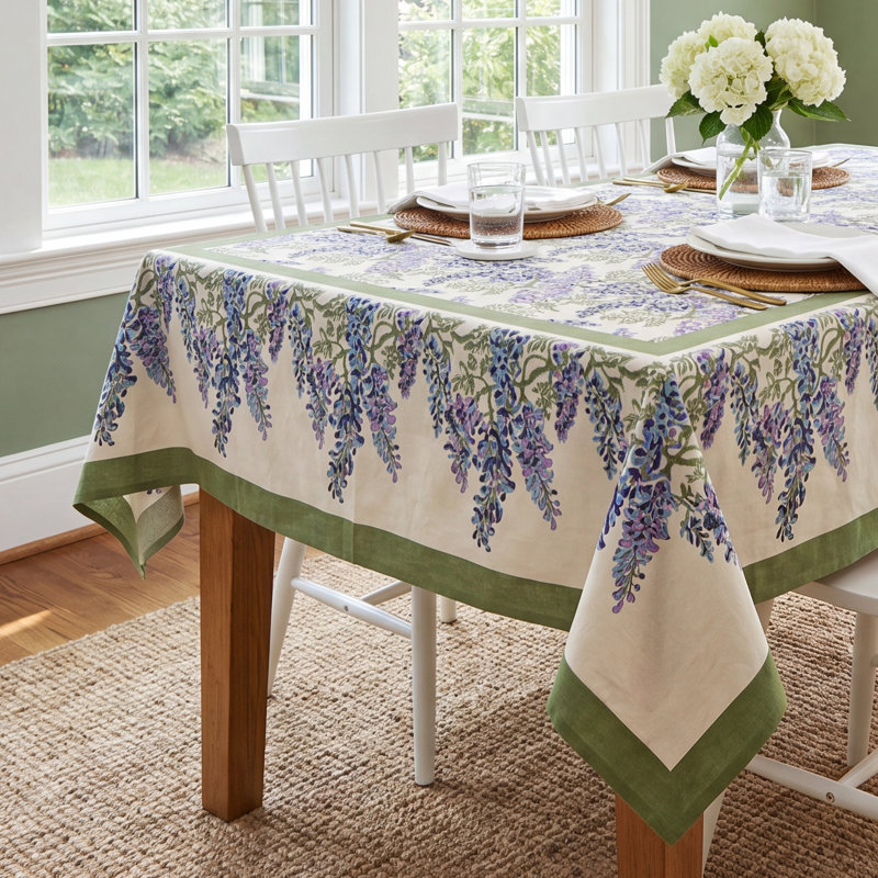 Kappa Square Tablecloth, 71" x 71", Blue/Green