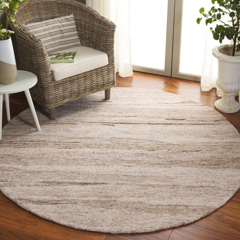 Levita Ebony Hand Tufted Wool Pile Abstract Rug, Round 6'