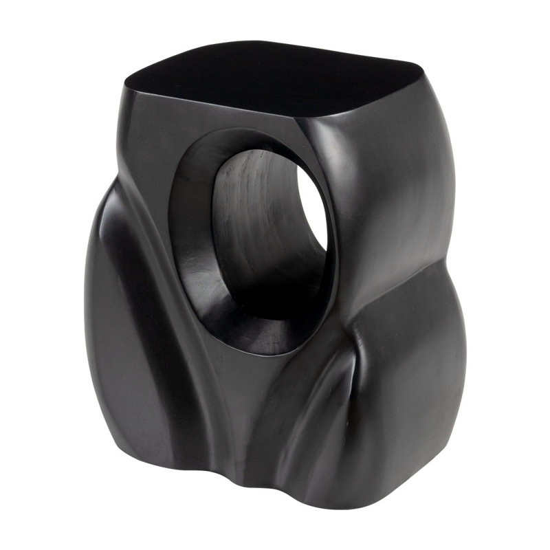  Transitional 16" Black Solid Wood Figurine End Table