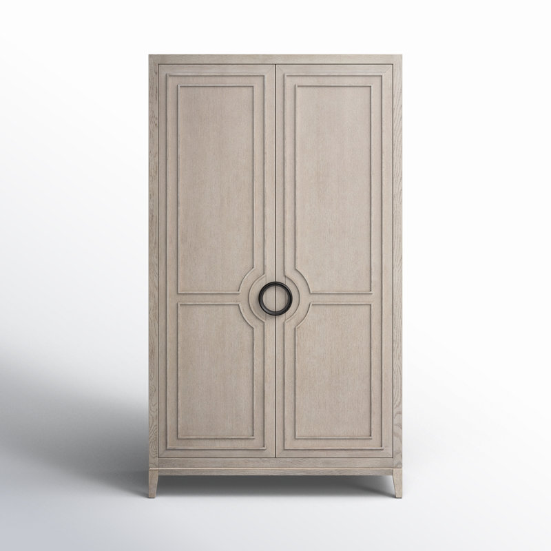 Nadine Light Brown Wood Wardrobe with Adjustable Shelves