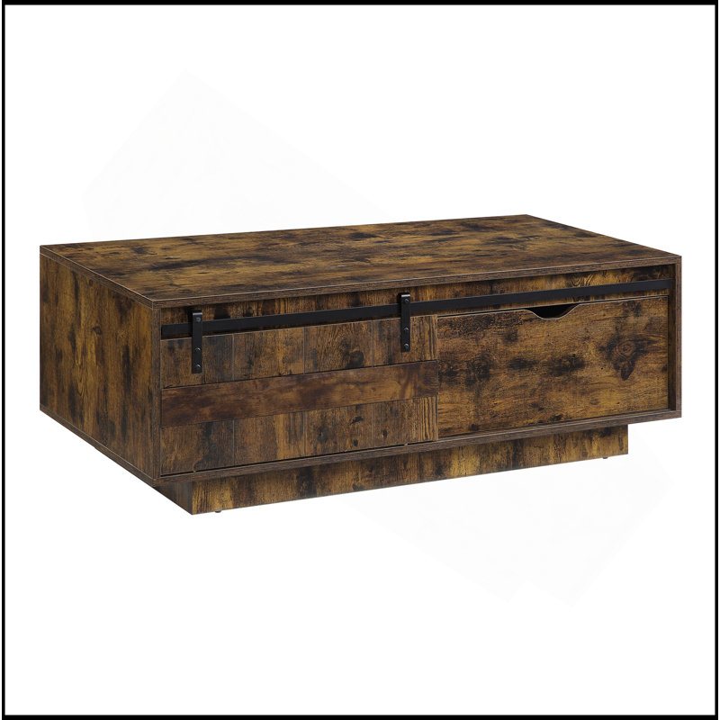 Rustic Oak Finish Coffee Table