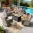 7- Person Outdoor Wicker Patio Conversation Furniture Set With Fire Pit Table-1061966992