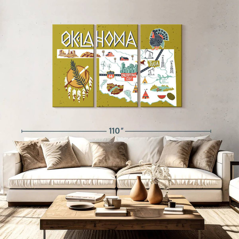 Icônes de carte Aliaz Oklahama, H 48 po x l 74 po