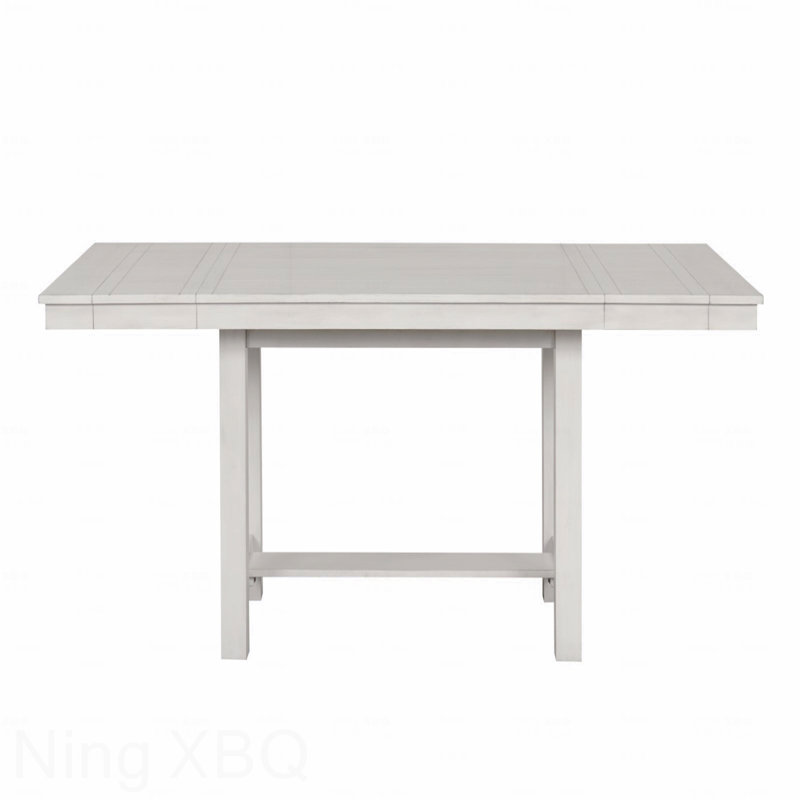 Rustic Dining Table White Oak Leaves Block Trestle Base