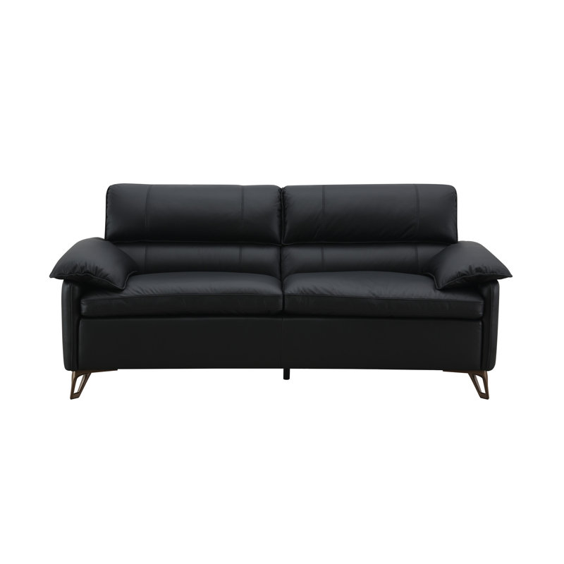 Eilene Black Top Grain Leather Loveseat
