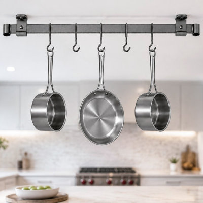 Steel Handcrafted Rectangle Wall Mounted Pot Rack
