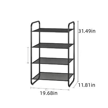 12 Pair Stackable and Height-Adjustable 2-Tier Shoe Rack Rebrilliant Finish: Black