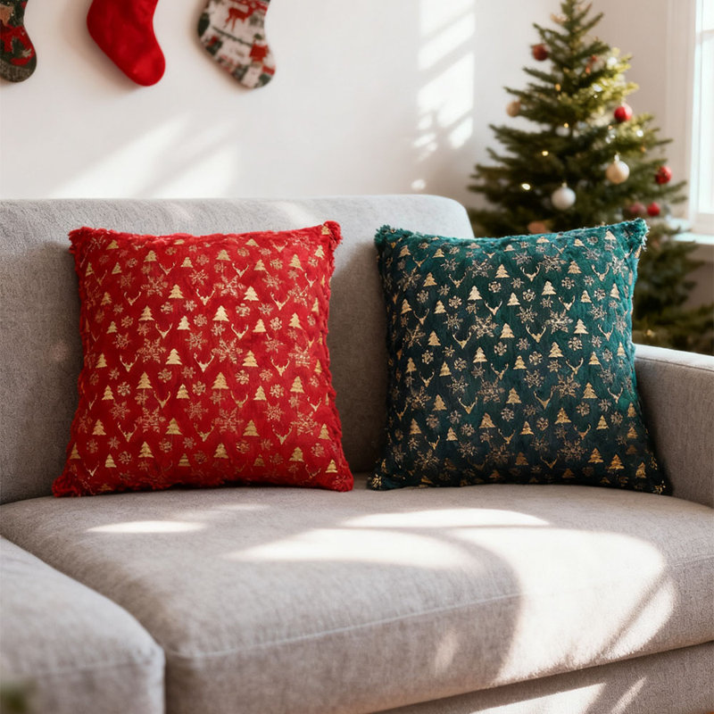 Backrest Cushion, Green/White Christmas 2
