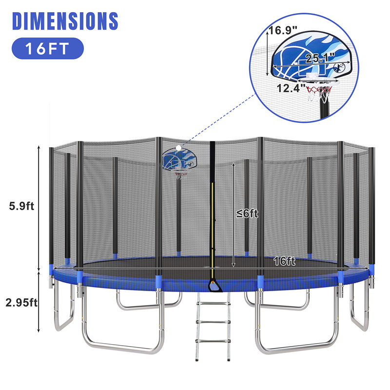 Audiohome Round Backyard Trampoline with Safety Enclosure