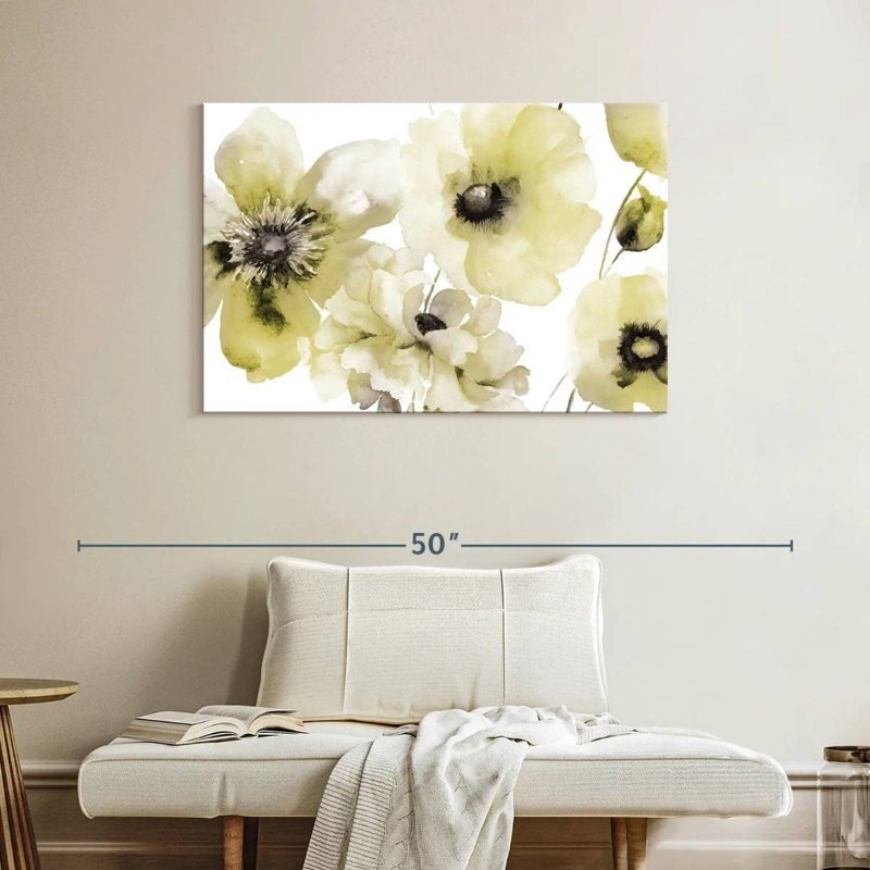 Harnek Gray Yellow Flora I, 26" H x 39" W