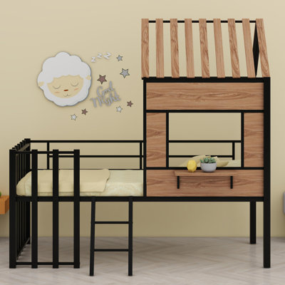 Loft Bed With Roof, Window, Guardrail,
