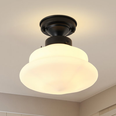 1-Light Bulb Contemporary Mid Century Modern Style Semi Flush Mount Ceiling Light