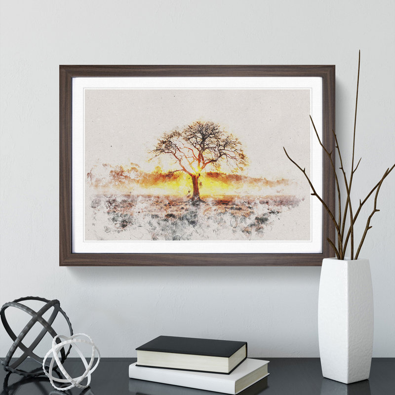 Sunlight Through the Oak Tree - Picture Frame Graphic Art Print, 62cm H x 87cm W x 2cm D, Walnut Framed