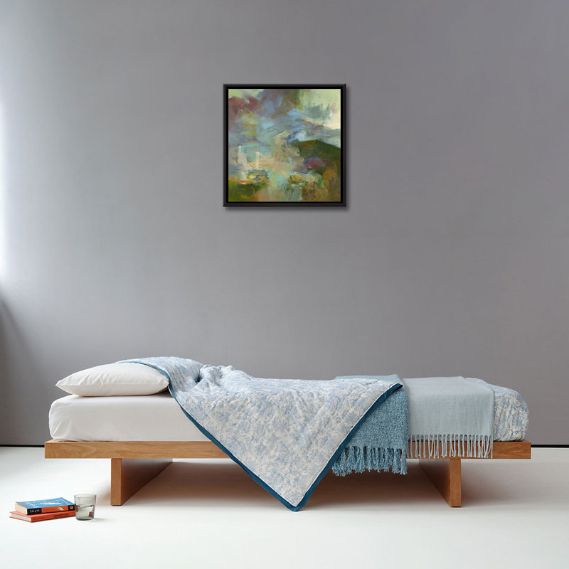 «A Goldfinch Tale», peinture sur toile, Cadre flottant, H 36 po x l 36 po x P 2 po