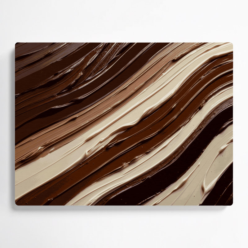 Art mural horizontal horizontal rayé beige brun chocolat brun, H 12 po x l 18 po