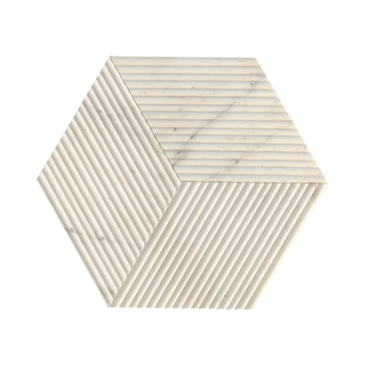 Hexagon Marble,Natural Marble, For Wall,Fs Textured Finished, 3D Fluted Marble, Natural Stone, Genuine Marble, Real Marble, 1 Box 12 Pcs