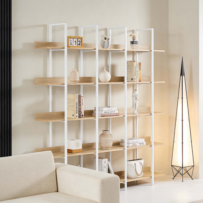 5 Tier Bookcase with Vintage Industrial Style,Open Shelf for Home Office Storage and Display