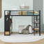 Lit mezzanine en métal avec 2 tiroirs et tablettes-591576139