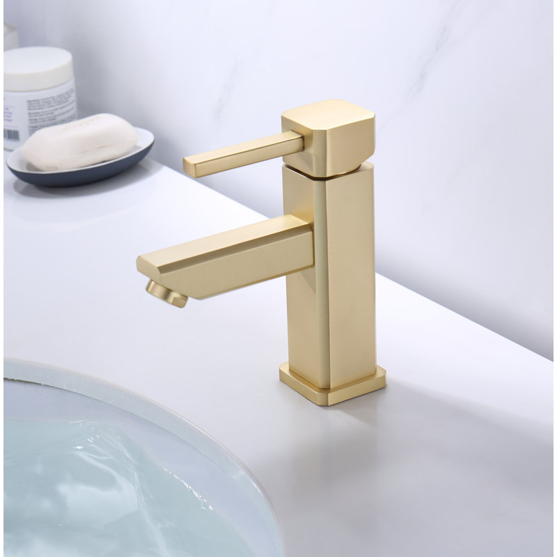 Single-Hole Bathroom Faucet with Drain Assembly, Gold
