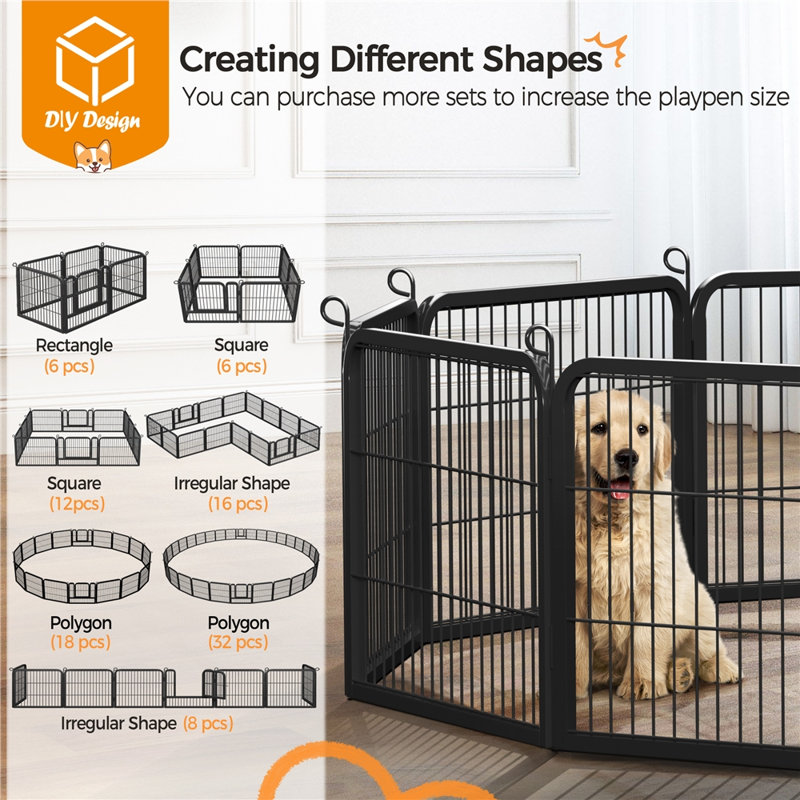 Pet Pen with 2 Doors & Automatic Locks, 80cm x 60cm